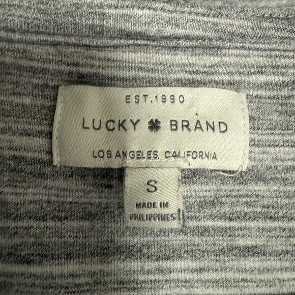 Lucky Brand Fleece Hooded Pullover-Small-Heather Gray-Lace Up-High Low Hem- - Picture 5 of 11